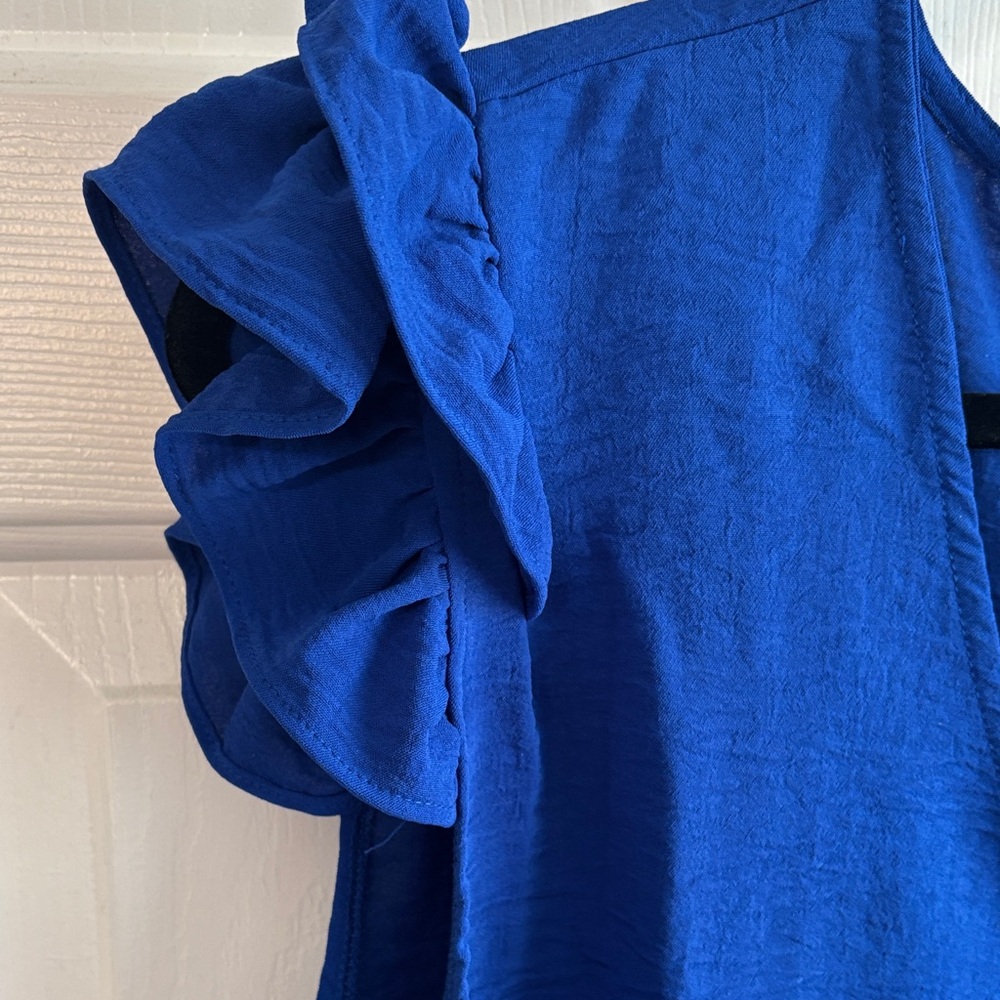 Liberty Love Royal Blue Ruffle Sleeve V-Neck Top - Picture 4 of 7